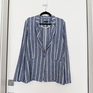 DREW Striped Blue and White Linen Blazer